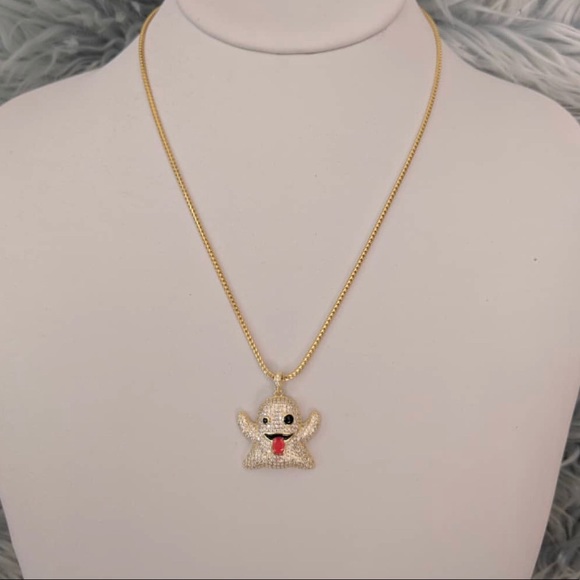 925 Sterling Silver SNAPCHAT EMOJI GHOST NECKLACE - Picture 4 of 6
